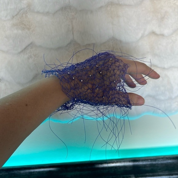 HANDCRAFTED hand knitted and beaded bracelet all hand knit royal blue NWT - Picture 1 of 9